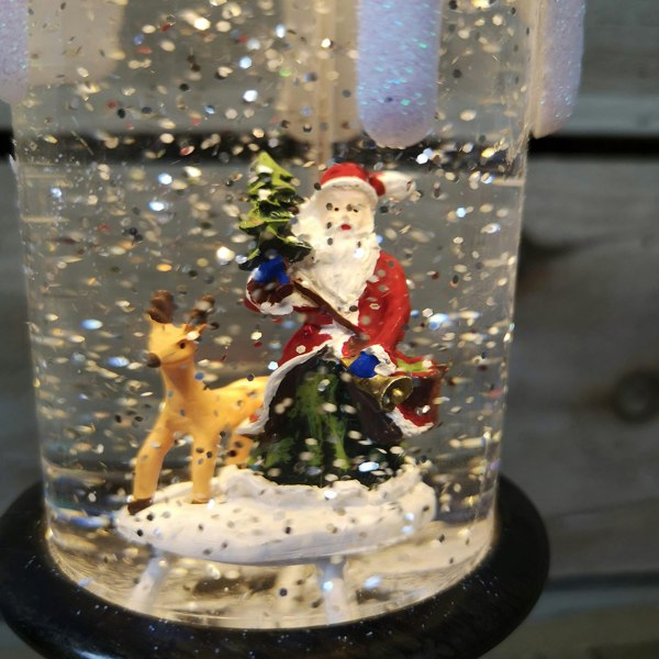 Samuel Alexander 25cm Snowtime Dual Power LED Christmas Glitter Water Spinner Candlestick Santa Scene