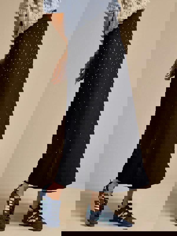 GWD Sparkle Iris Knitted Navy Skirt