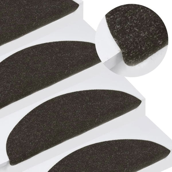 Berkfield Stair Mats Self-adhesive 10 pcs Black 65x22.5x3.5 cm