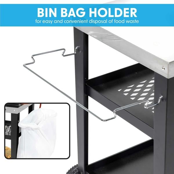 Dellonda DG263 Barbecue Trolley Action shot - bin - bag - holder
