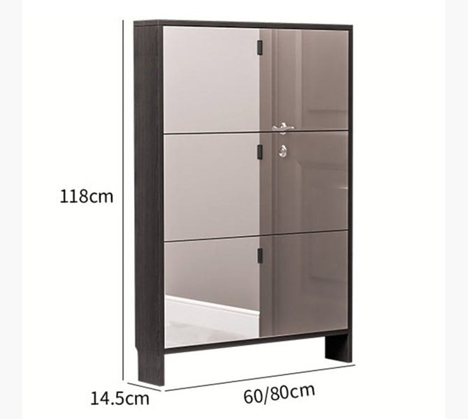 Knauss Mirrored Shoe Storage, Halllway-Weilai Concept-Black-60cm-Weilai Concept