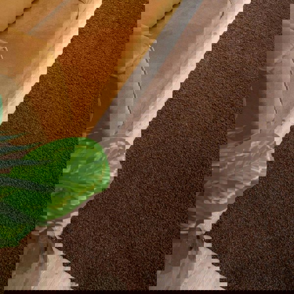 Shaggy Rug Plain Brown non-shedding, high-quality