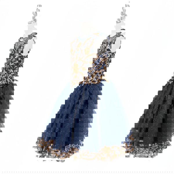 Girls beautiful navy and gold sequin dress