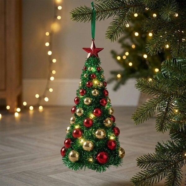 Garden Greatness Pre-Decorated Lit Tinsel Bauble Christmas Tree