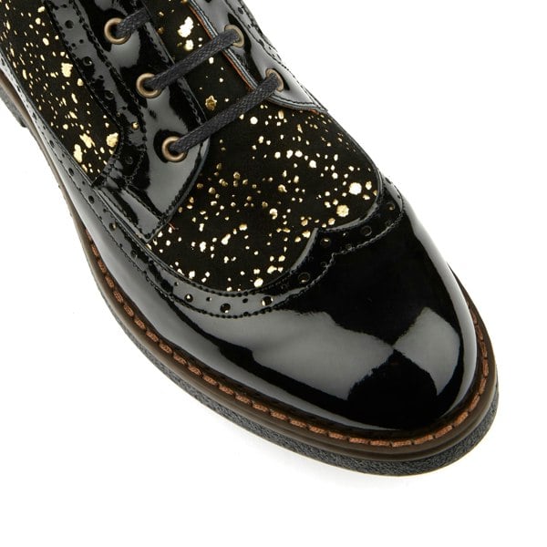 Embassy London Hatter - Gold Drops - Women's ankle boot in golden paint drops on black leather