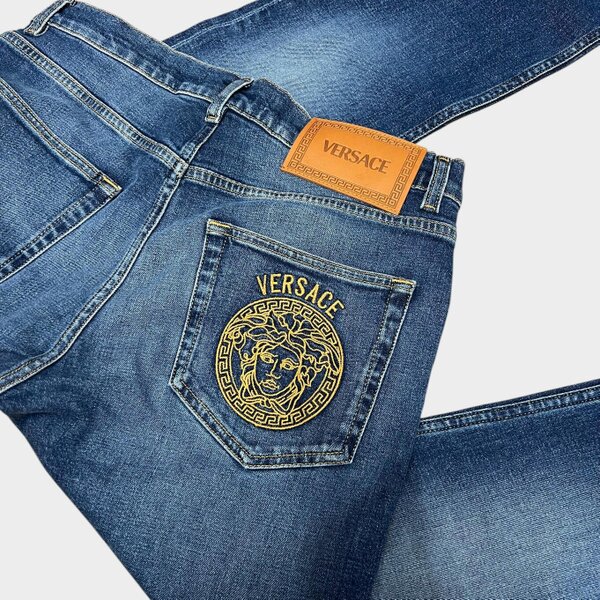 Versace Medusa Head Denim Taylor Jeans Blue