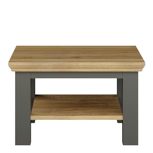 Furniture To Go Pontypool Small Coffee Table with Shelf in Wolfram Grey and Mauvella Oak