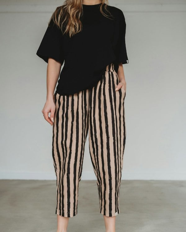 Kate Multicolour Painted Stripe Print Barrel Leg Trousers - image 3