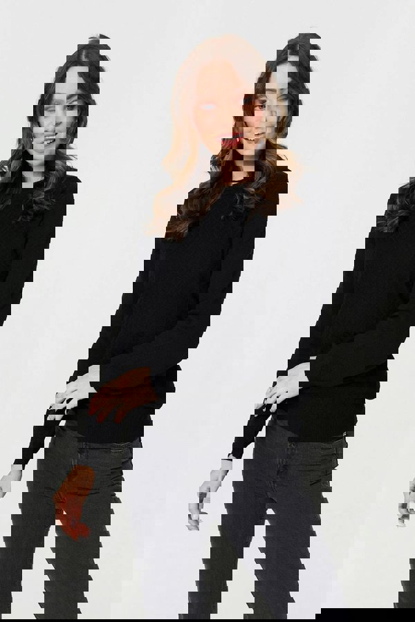 Black | Chevron Soft Knit Long Sleeve Jumper
