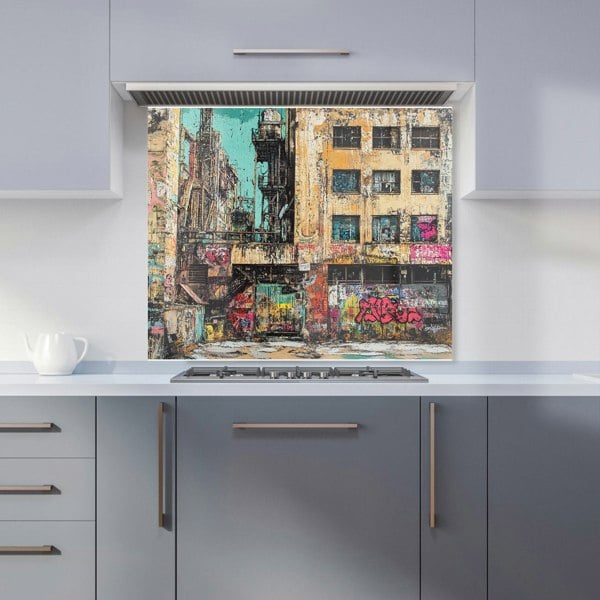 Warren Reed Urban Decay Building Art Glass Kitchen Splashback - 00025