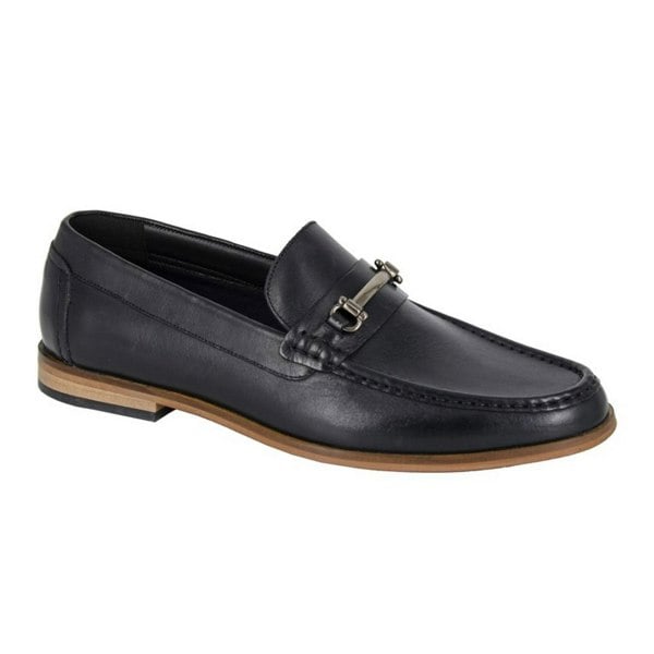 Roamers Mens Leather Loafers - Black