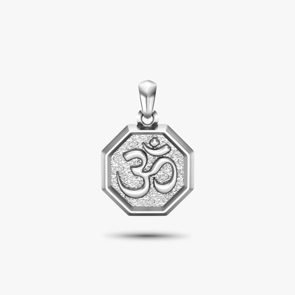 hindu aum om amulet pendant in sterling silver