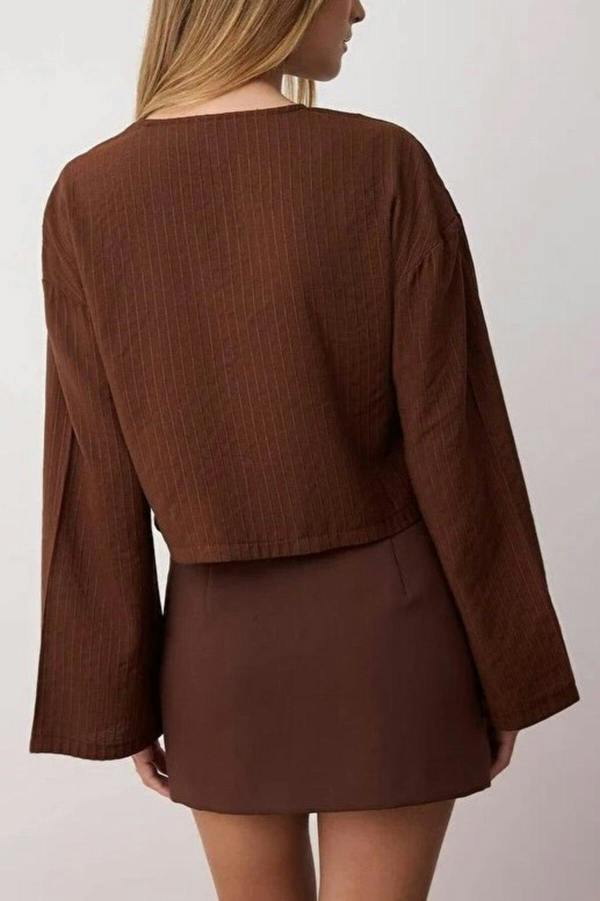 WOVCOR Striped Woven Shirt with Tie Detail