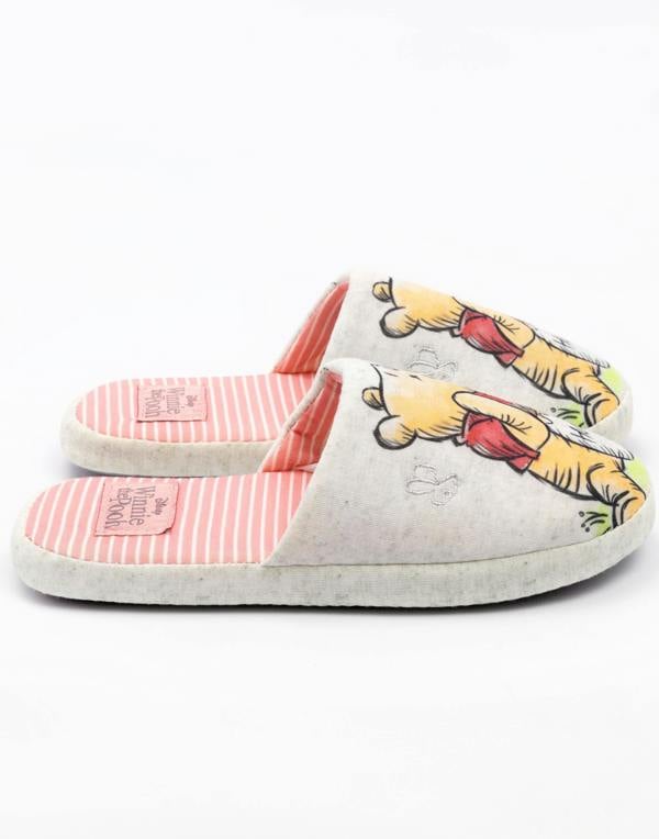 Disney Womens Grey Winnie The Pooh Mule Slippers
