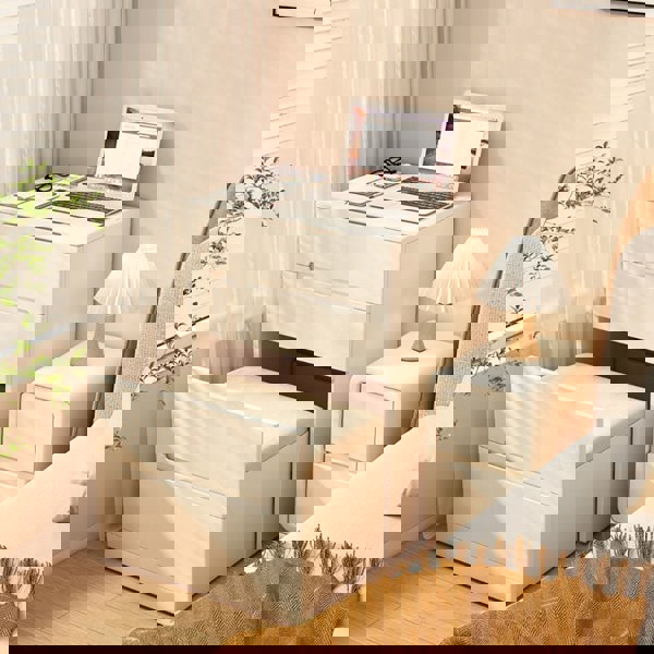 Prudence Dressing Table With Storage Stool, Cream-Rit Concept-Rit Concept