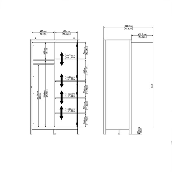 Wyld Haus Gossmere Matt Black Wardrobe 2 Doors