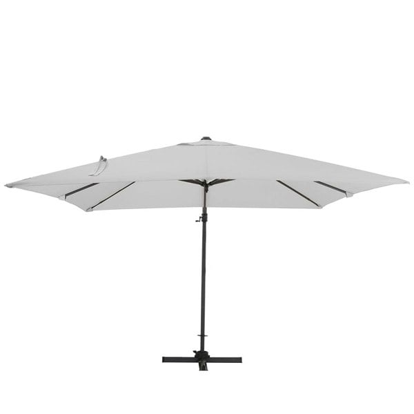 300cm Wide Garden Parasol Outdoor Hanging UV Resistant and Waterproof Umbrella for Patio Parasols Living and Home Parasol + Cross Base Light Grey