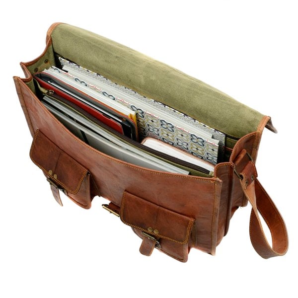 Paper High Personalised Brown Leather Satchel Bag