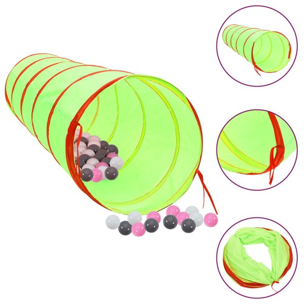 Berkfield Children Play Tunnel with 250 Balls Green 175 cm Polyester