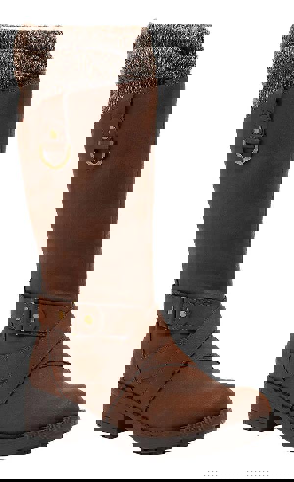 Rocket Dog Telsa Womens Tall Zip Up Mid Calf Biker Buckle Boots