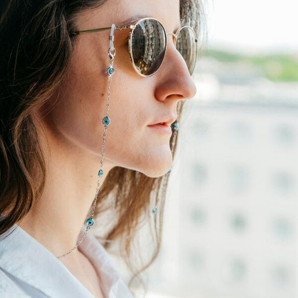 The Colourful Aura Gold Turkish Evil Eye Protection Summer Reading Eyeglass Detachable Lanyard