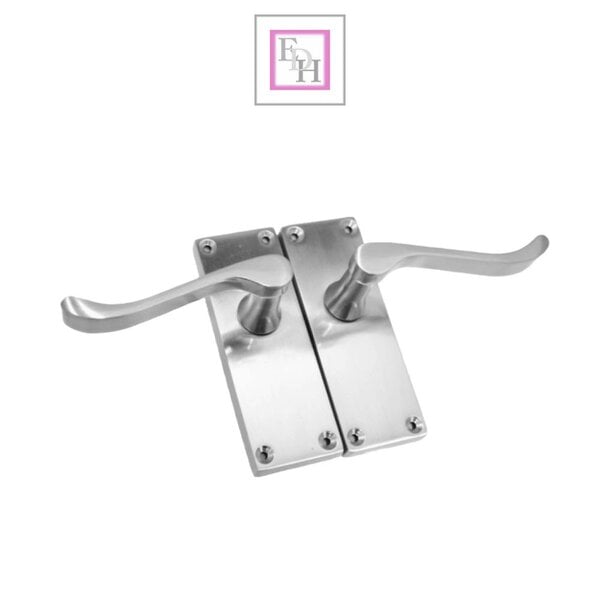 EDH Door Hardware Satin Chrome Victorian Scroll lever Latch Modern Door Handles, 6 Pairs