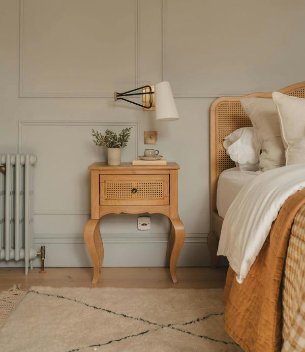 Statement Furniture Louis Bedside Table with Rattan Cane Drawer
