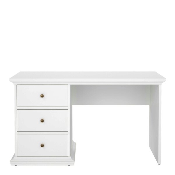 Wyld Haus Osaka Farmhouse White Wooden Desk 3 Drawers