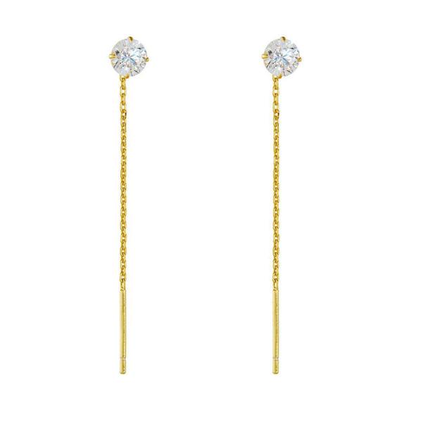 Gold Trip Single Crystal Threader Earrings