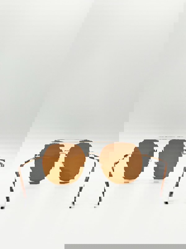 SVNX Oversized rounded aviator style sunglasses with brown lenses