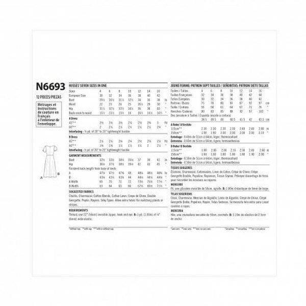 New Look Sewing Pattern 6693, Dresses for Women, A (4-6-8-10-12-14-16) - Easy