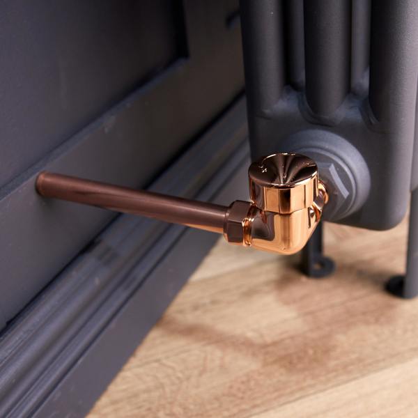 Flode Corner Thermostatic Radiator Valve Pack | 15mm x 1/2" | Copper