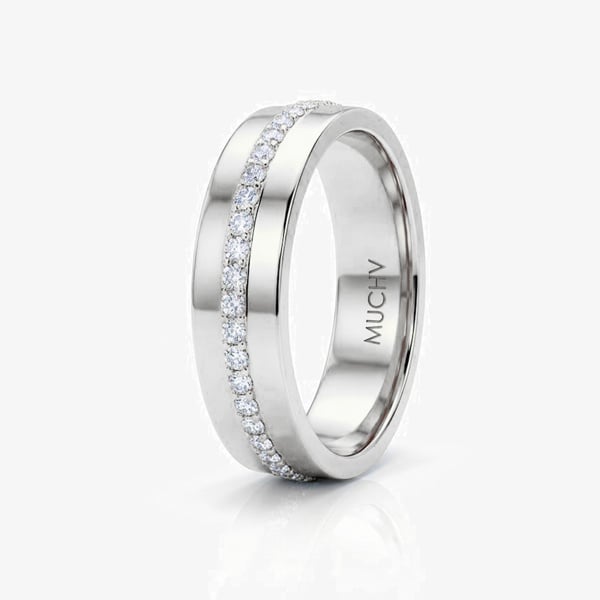 MUCHV Thick Statement Ring Band With Round Stones in Gold Plated or Silver Plated