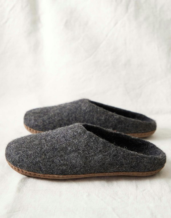 Men's Handmade Eco Felt Suede Sole Mule Slippers – Charcoal - British Boxers