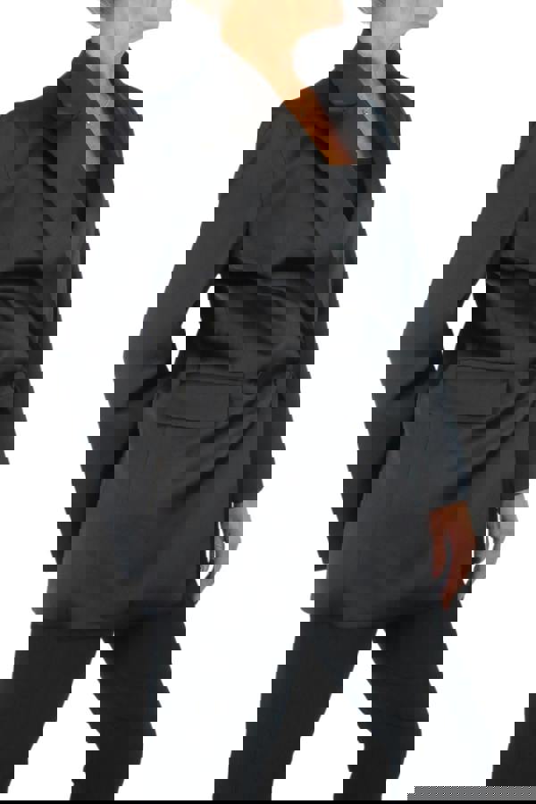 Paulo Due Women's Satin Oversized Double Breasted Blazer Black