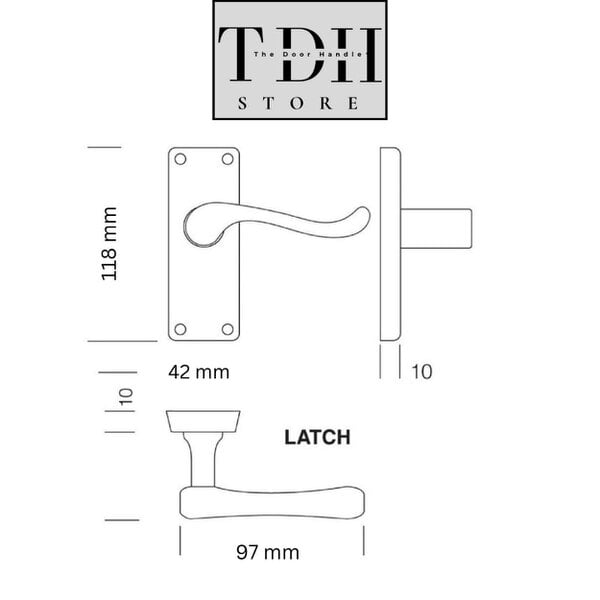 EDH Door Hardware Matt Black Victorian Scroll Door Handles on Backplate – 118mm x 42mm 4 Pairs
