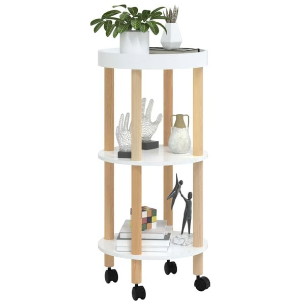 Berkfield 3-tier Trolley White 38x38x82 cm Engineered Wood&Solid Wood Pine
