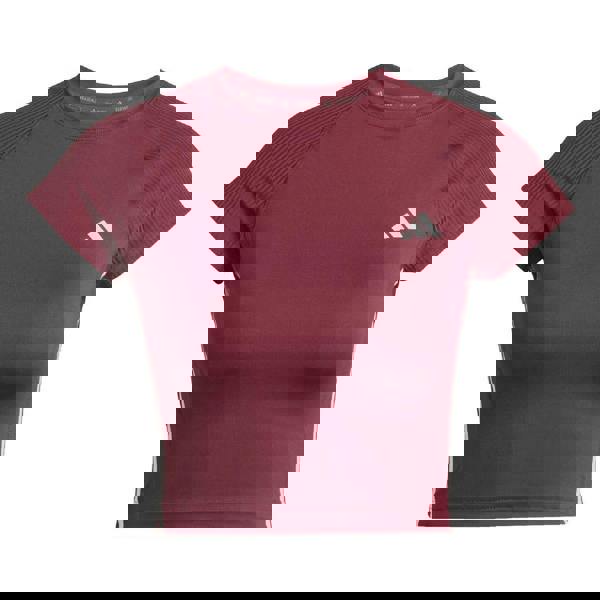 Adidas Womens/Ladies Hyperglam Ribbed Crop T-Shirt - Red - 