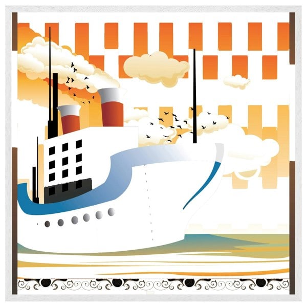 Benjamin Tate Design Art deco ship (picture Frame)