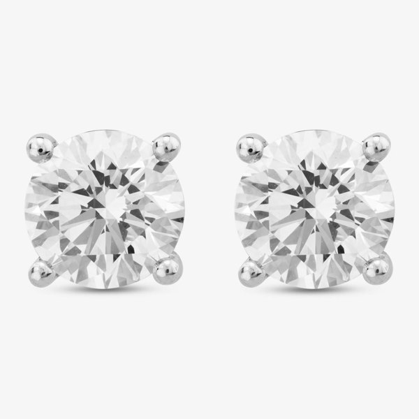 T. H. Baker 18ct White Gold Certified Lab Grown 2.08ct Brilliant Cut Diamond Stud Earrings 118NY-W002