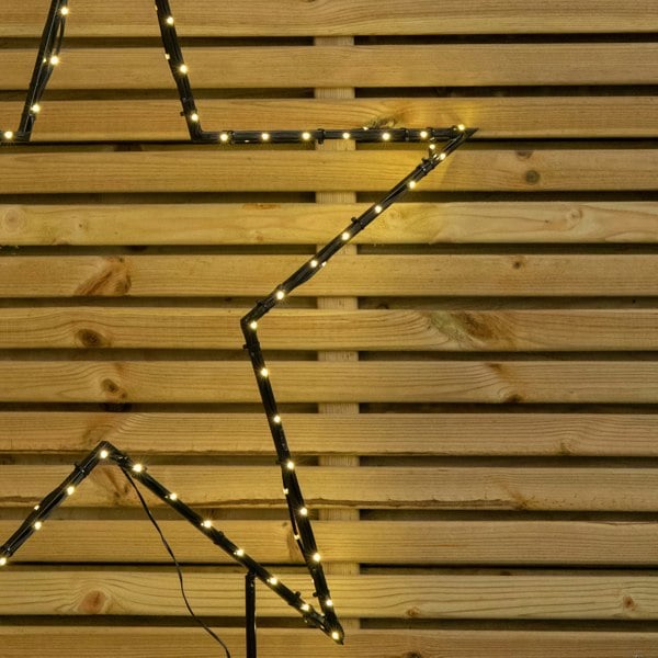 Samuel Alexander 90cm Light up Dewdrop Metal Christmas Star with Garden Stake & Warm White LEDs