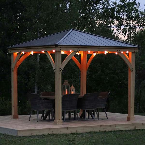 Yardistry Wooden Gazebo 12ft x 12ft (3.7m x 3.7m), Meridian Series 3.7m x 3.7m Wooden Gazebo 3