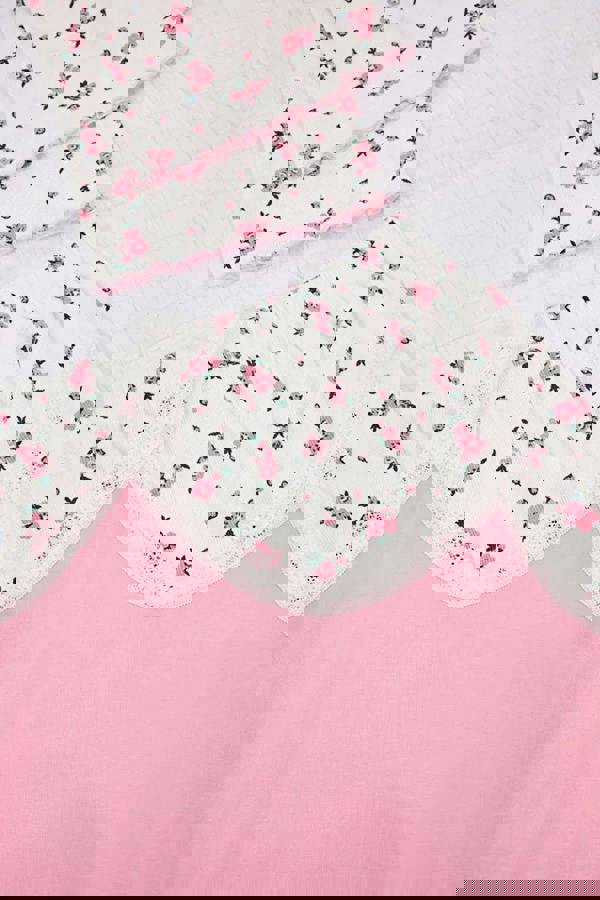 WOVCOR 3-Piece Cotton Floral Lace Detail Knitted Pajama Set