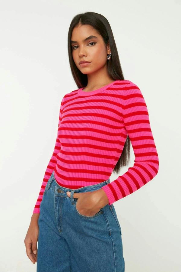 WOVCOR Basic Striped Knit Sweater
