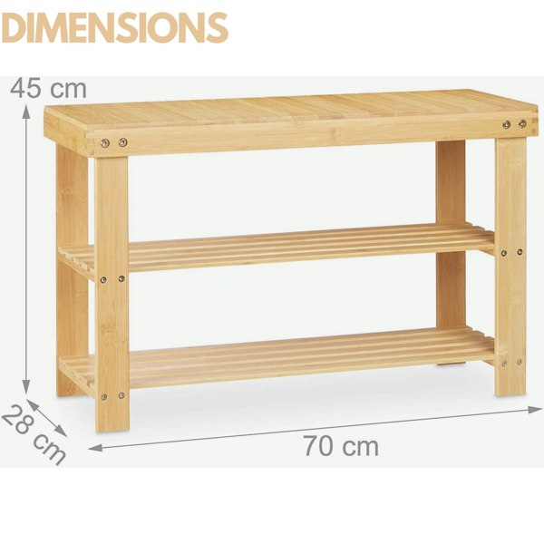 Rafaelo Mobilia Bamboo 2 Tier Shoe Storage Bench