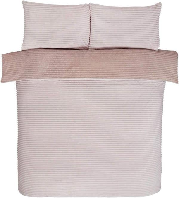 Smart Living Luxurious Reversible Sparkle Ribbed Fleece Duvet Cover with Pillowcases