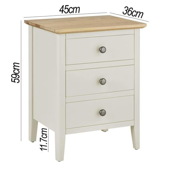 Statement Furniture Pembroke Bedside Table with 3 Drawers and Oak Top