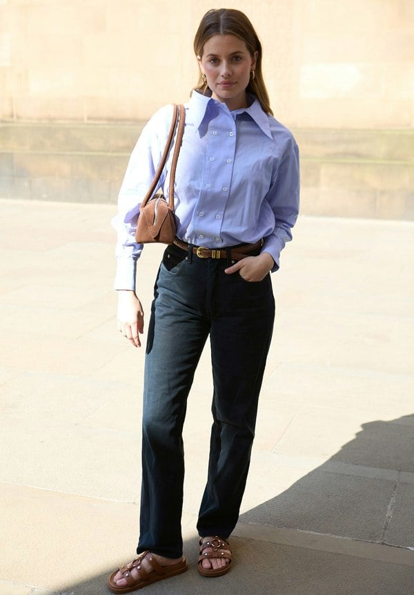 Dapper Double Placket Stripe Shirt In blue- image 3
