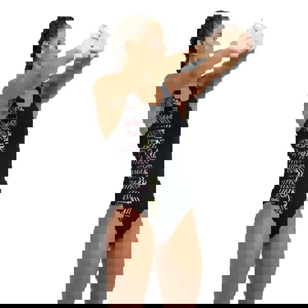 Black Arena Kikko Pro V-back graphic swimsuit in maxlife eco fabric