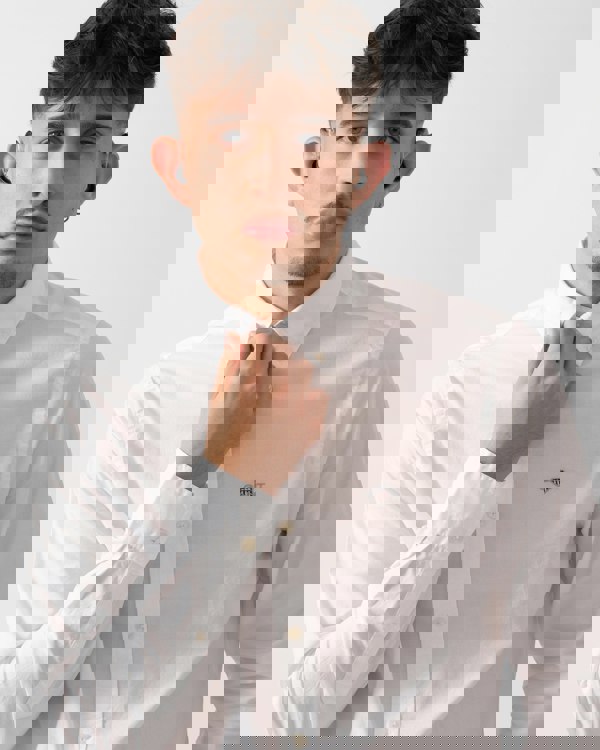 GANT Mens Slim Fit Long Sleeve Poplin Shirt - 110 White